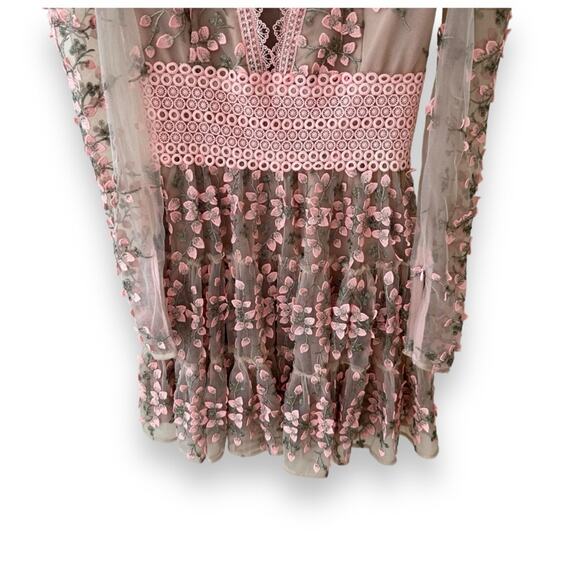 Bronx and Banco Megan Long Sleeve Mini Dress in Rose Pink Small (2-4 US) Women’s - Picture 4 of 12